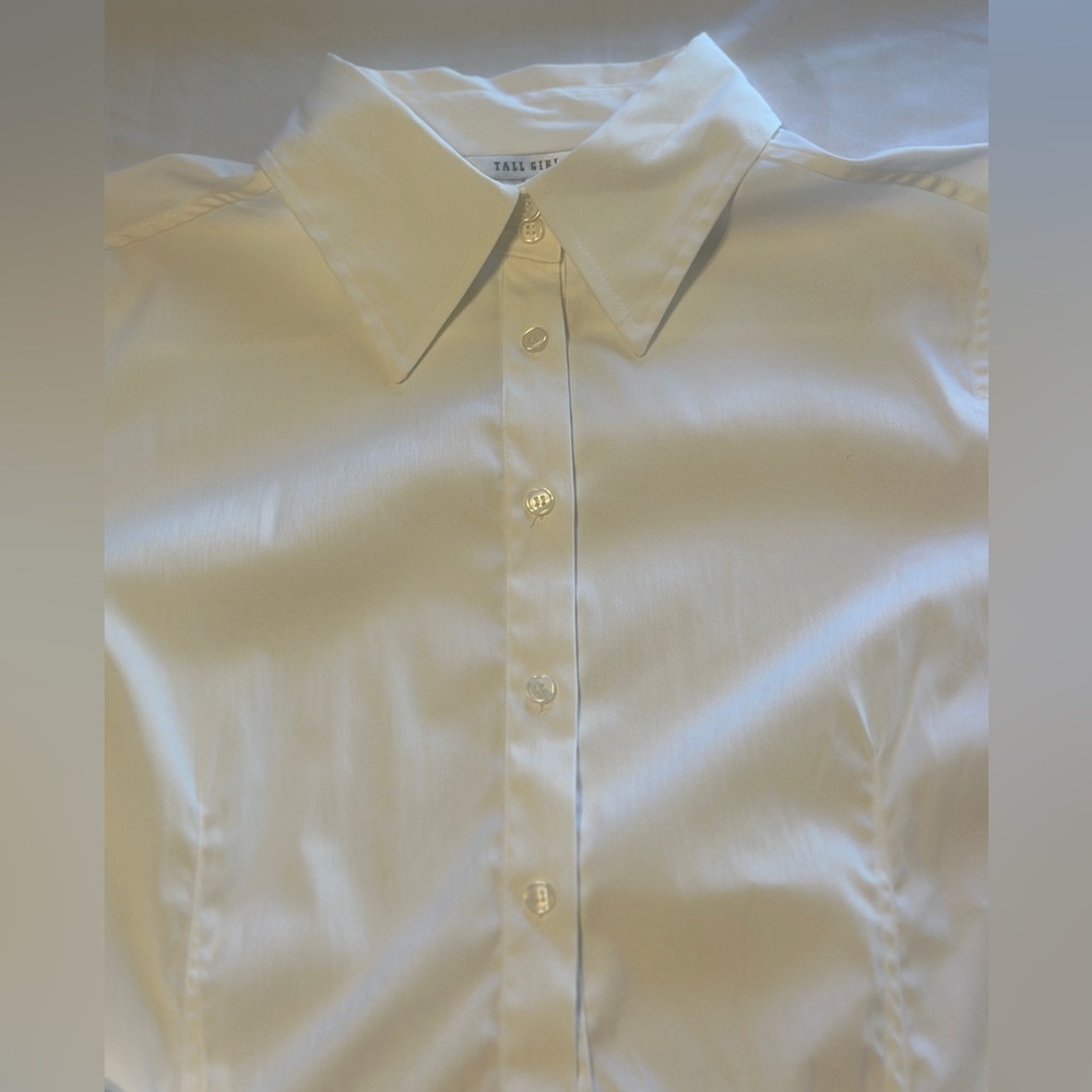 Tall Girl White Button Down Shirt